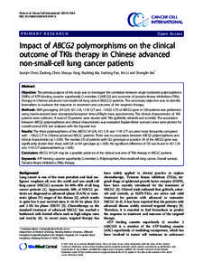 Impact of ABCG2 polymorphisms on the clinical outcome of TKIs therapy in Chinese advanced non-small-cell lung cancer patients