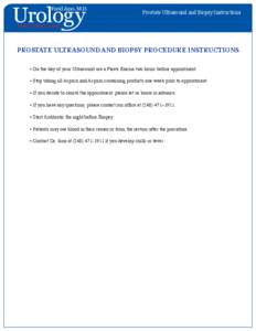 Farid Jano, M.D.  Prostate Ultrasound and Biopsy Instructions JanoUrology.com
