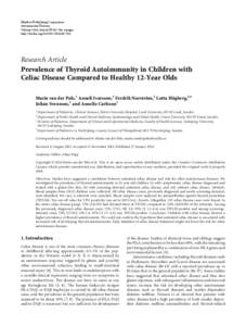 Prevalence of Thyroid Autoimmunity in Children with Celiac Disease Compared to Healthy 12-Year Olds