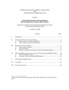 INTERNATIONAL DEVELOPMENT ASSOCIATION AND INTERNATIONAL MONETARY FUND GUINEA Decision Point Document Under the Enhanced
