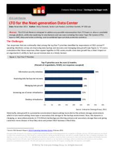 ESG Lab Review  LTO for the Next-generation Data Center Date: November 2015 Author: Vinny Choinski, Senior Lab Analyst; and Brian Garrett, VP ESG Lab Abstract: This ESG Lab Review is designed to address any possible misc