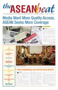 Media Want More Quality Access, ASEAN Seeks More Coverage By Diana G Mendoza B