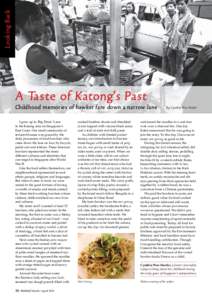 Looking Back  A Taste of Katong’s Past Childhood memories of hawker fare down a narrow lane 	 I grew up in ‘Big Drain’ Lane