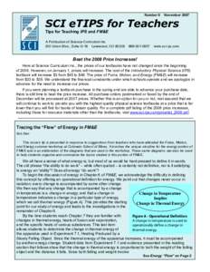 Number 6  November 2007 SCI eTIPS for Teachers Tips for Teaching IPS and FM&E