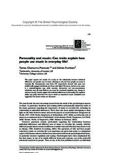 Copyright © The British Psychological Society Reproduction in any form (including the internet) is prohibited without prior permission from the Society 175  The