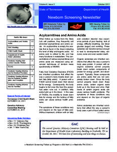 Volume 6, Issue 3  October 2011 State of Tennessee