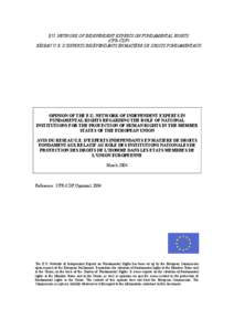 EUROPA -  Justice and Home Affairs - Opinion of the e.u. network of independent experts in fundamental rights regarding the role of national institutions for the protection of human rights in the member states of the eur