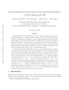 Private Information Retrieval from Storage Constrained Databases – Coded Caching meets PIR Maryam Abdul-Wahid Firas Almoualem