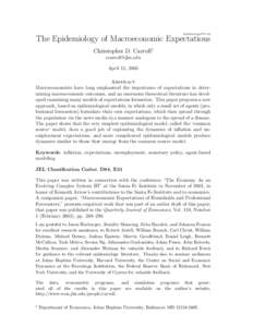 EpidemiologySFI.tex  The Epidemiology of Macroeconomic Expectations Christopher D. Carroll†  April 15, 2003