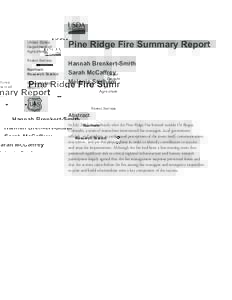 United States Department of Agriculture Pine Ridge Fire Summary Report