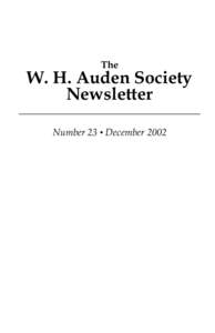 Newsletter 23 - December 2002
