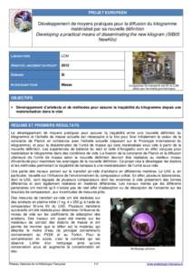 Developing a practical means of disseminating the new kilogram (SIB05 NewKilo)