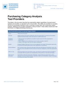 SPLC Information Series Title Purchasing Category Spend Analysis Tool Providers NoRev.