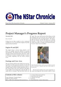 The NStar Chronicle Project North Star Association of Canada Volume 9| Issue 1| January[removed]Project Manager’s Progress Report