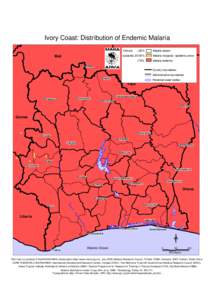 Ivory Coast: Distribution of Endemic Malaria Climate Malaria absent  <25%