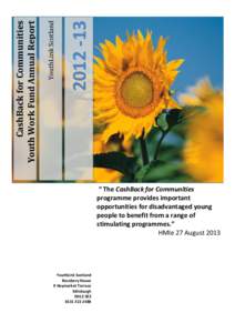 CashBack for Communities Youth Work Fund Annual Report  YouthLink Scotland