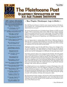 Vol. 4, Issue 1 March 2007 The Pleistocene Post  Quarterly Newsletter of the