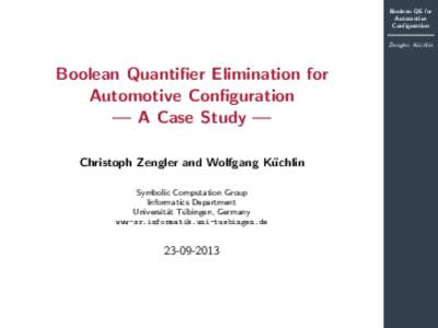 Boolean QE for Automotive Configuration Zengler, K¨ uchlin