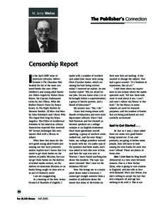 M. Jerry Weiss  The Publisher’s Connection Censorship Report