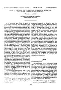 [removed]JOURNAL OF THE EXPERIMENTAL ANALYSIS OF BEHAVIOR[removed]