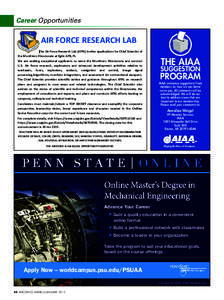 Career Opportunities  AIR	
  FORCE	
  RESEARCH	
  LAB	
   The	
  Air	
  Force	
  Research	
  Lab	
  (AFRL)	
  invites	
  applications	
  for	
  Chief	
  Scientist	
  of	
   the	
  Munitions	
  Directora