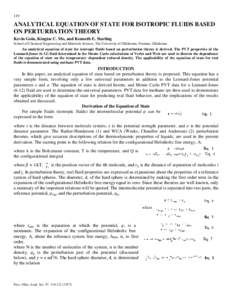 Analytical Equation of State for Isotropic Fluids Based on Perturbation Theory