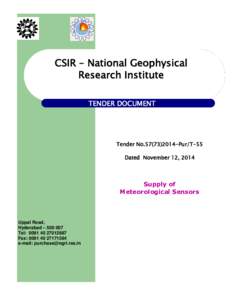 CSIR-  CSIR – National Geophysical Research Institute TENDER DOCUMENT