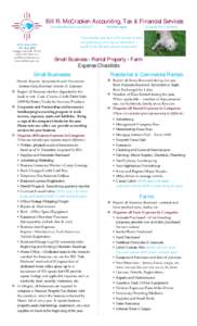 Bill R. McCracken Accounting, Tax & Financial Services Accredited Business Accountant® Licensed Tax Consultant  These checklists give me a LOT to chew on when