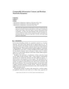 Computable Information Content and Boolean Networks Dynamics C. Bonanno1 G. Menconi2 V. Benci1 P. Cerrai3