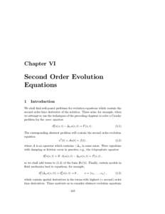Chapter VI  Second Order Evolution Equations 1