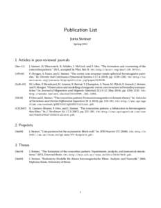 Publication List Jutta Steiner SpringArticles in peer-reviewed journals [Ste+11]