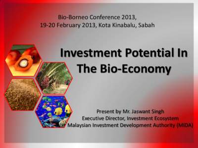 Bio-Borneo Conference 2013, 19-20 February 2013, Kota Kinabalu, Sabah Investment Potential In The Bio-Economy
