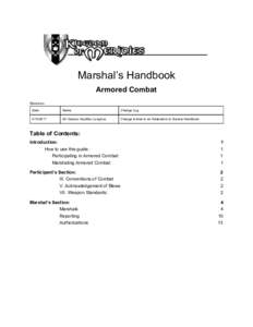 Marshal’s Handbook Armored Combat Revisions: Date  Name