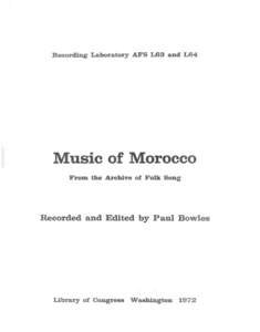 Music of Morocco  AFS L63-L64