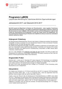 Eidgenössisches Departement des Innern EDI Bundesamt für Lebensmittelsicherheit und Veterinärwesen BLV Tiergesundheit  Programm LyMON