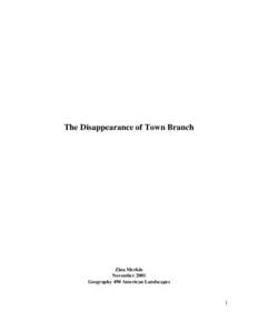 The Disappearance of Town Branch  Zina Merkin November 2001 Geography 490 American Landscapes