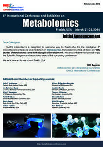 Metabolomics5th International Conference and Exhibition on Metabolomics