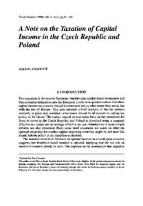 A Note on the Taxation of Capital Income in the Czech Republic and Poland