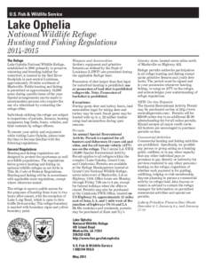 U.S. Fish & Wildlife Service  Lake Ophelia National Wildlife Refuge Hunting and Fishing Regulations