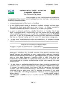 USDA Forest Service  FSRevConditional Access to USDA Sensitive but Unclassified Information
