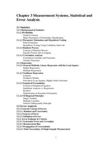 Measurement Systems, Statistical and Error Analysis I (1