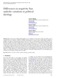 BEHAVIORAL AND BRAIN SCIENCES, 297–350 doi:S0140525X13001192 Differences in negativity bias underlie variations in political ideology
