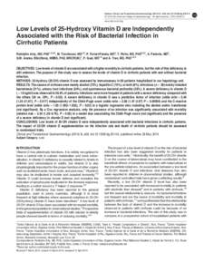 Citation: Clinical and Translational Gastroenterology[removed], e56; doi:[removed]ctg[removed]  & 2014 the American College of Gastroenterology All rights reserved 2155-384X/14 www.nature.com/ctg  Low Levels of 25-Hydroxy V