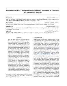 False Discovery Rate Control and Statistical Quality Assessment of Annotators in Crowdsourced Ranking