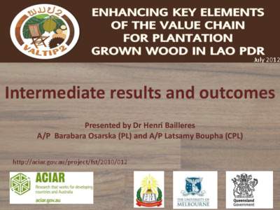 JulyIntermediate results and outcomes Presented by Dr Henri Bailleres A/P Barabara Osarska (PL) and A/P Latsamy Boupha (CPL) http://aciar.gov.au/project/fst
