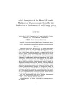 A full description of the Three-ME model: Multi-sector Macroeconomic Model for the Evaluation of Environmental and Energy policy