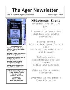 The Ager Newsletter The Waldemar Ager Association June-AugustMidsommar Event