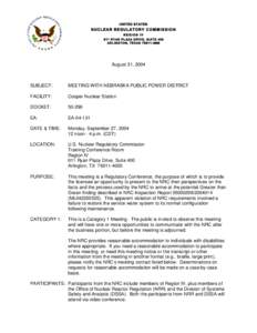 [removed], Meeting Regulatory Conference notice with NRC re:  licensee presentation to NRC of perspectives of Greater than Green finding described in IR[removed] (ML042250525).