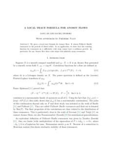 A LOCAL TRACE FORMULA FOR ANOSOV FLOWS LONG JIN AND MACIEJ ZWORSKI ´de ´ric Naud With appendices by Fre