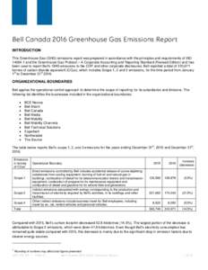 Bell Canada 2016 Greenhouse Gas emissions report